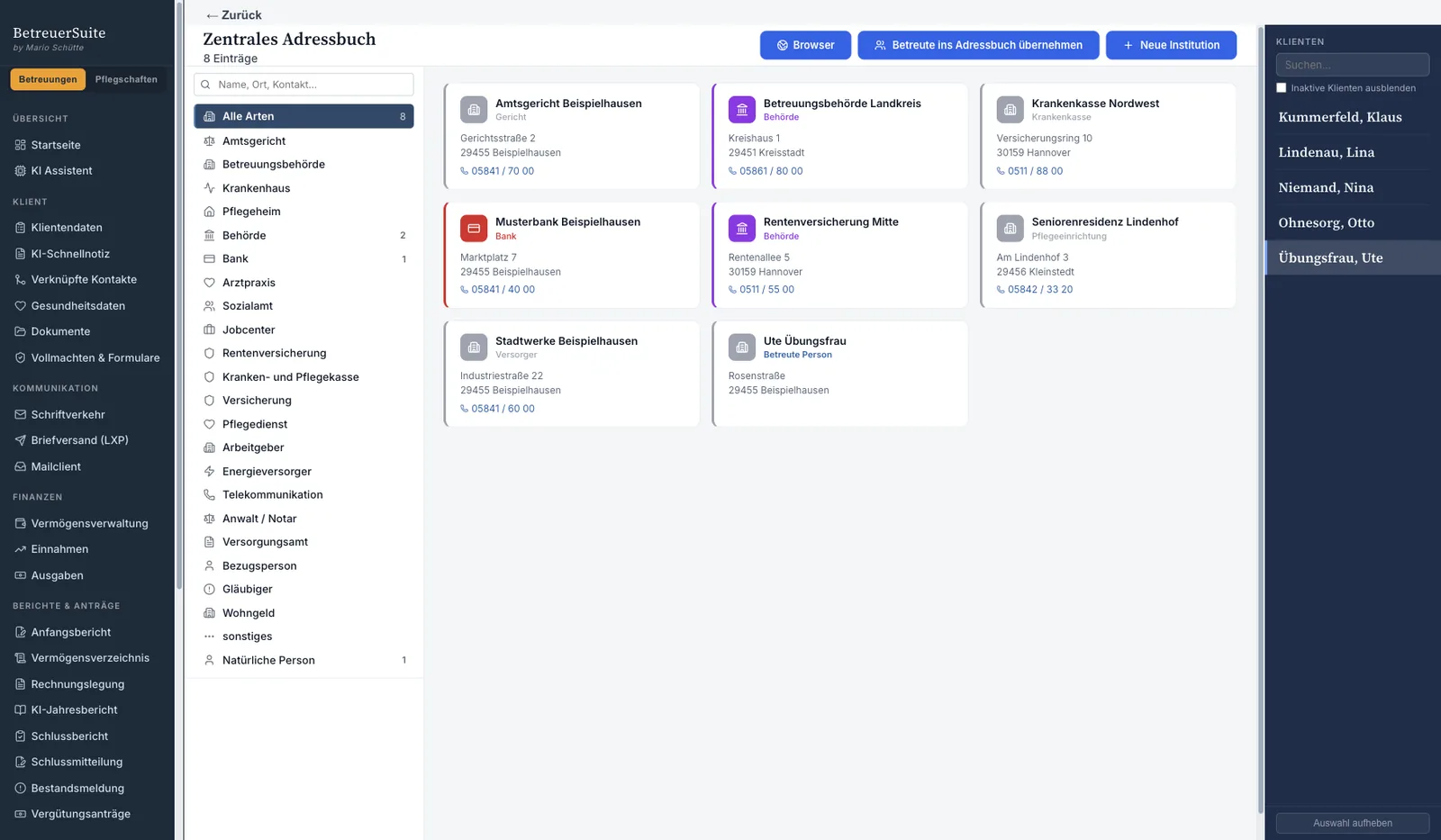 BetreuerSuite — Adressbuch