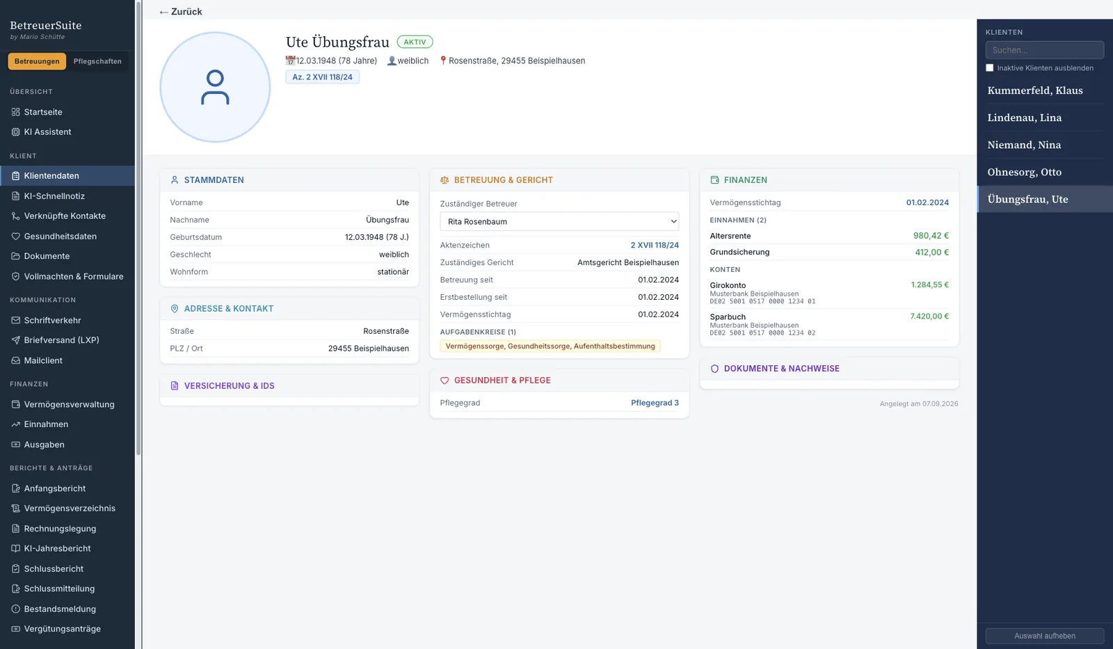 BetreuerSuite — Klientendaten