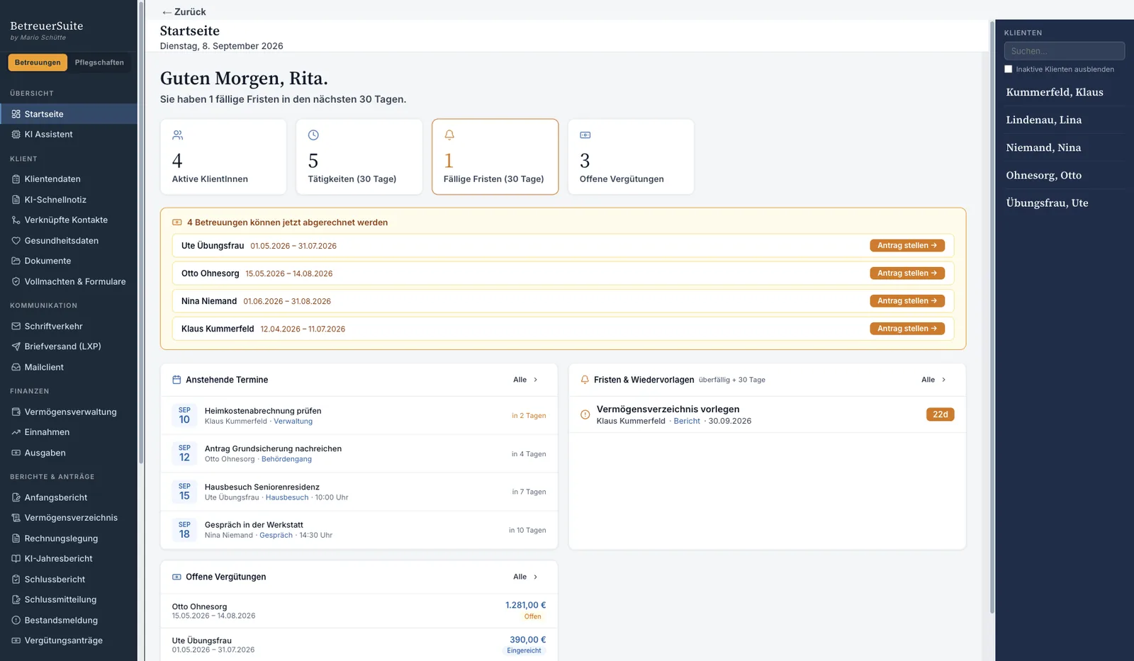 BetreuerSuite — Startseite